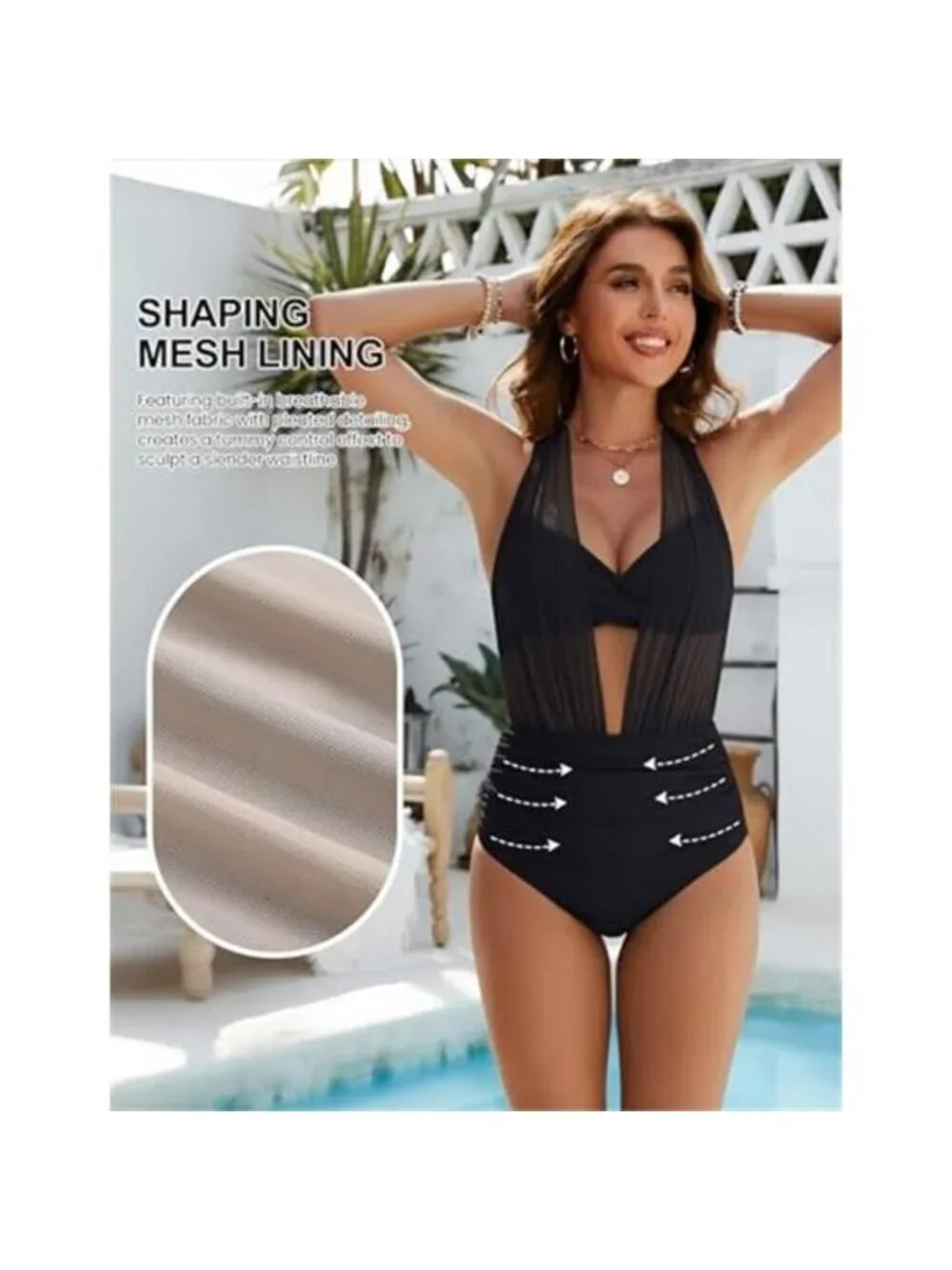 Women's High Waisted Bikini Set Tummy Control Swimsuit 2 Piece - Picture 5 of 6